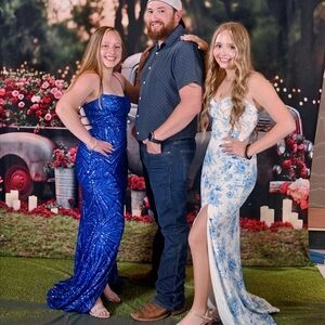 Stunning Blue Sequence Formal Dresses